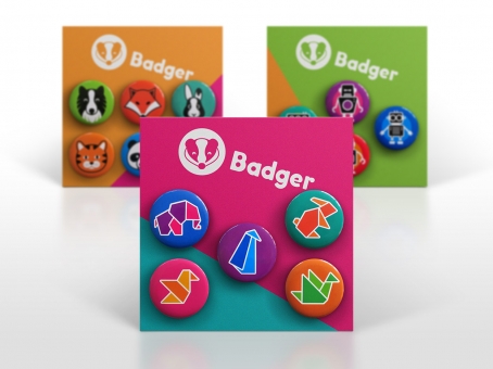 Badger badge set packaging