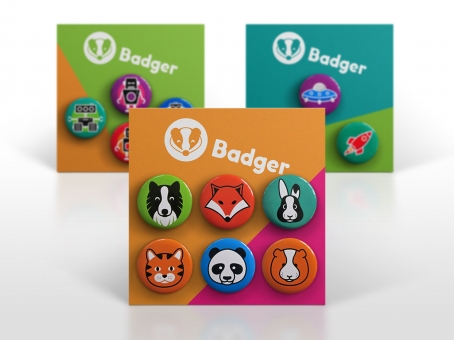 Badger badge set packaging